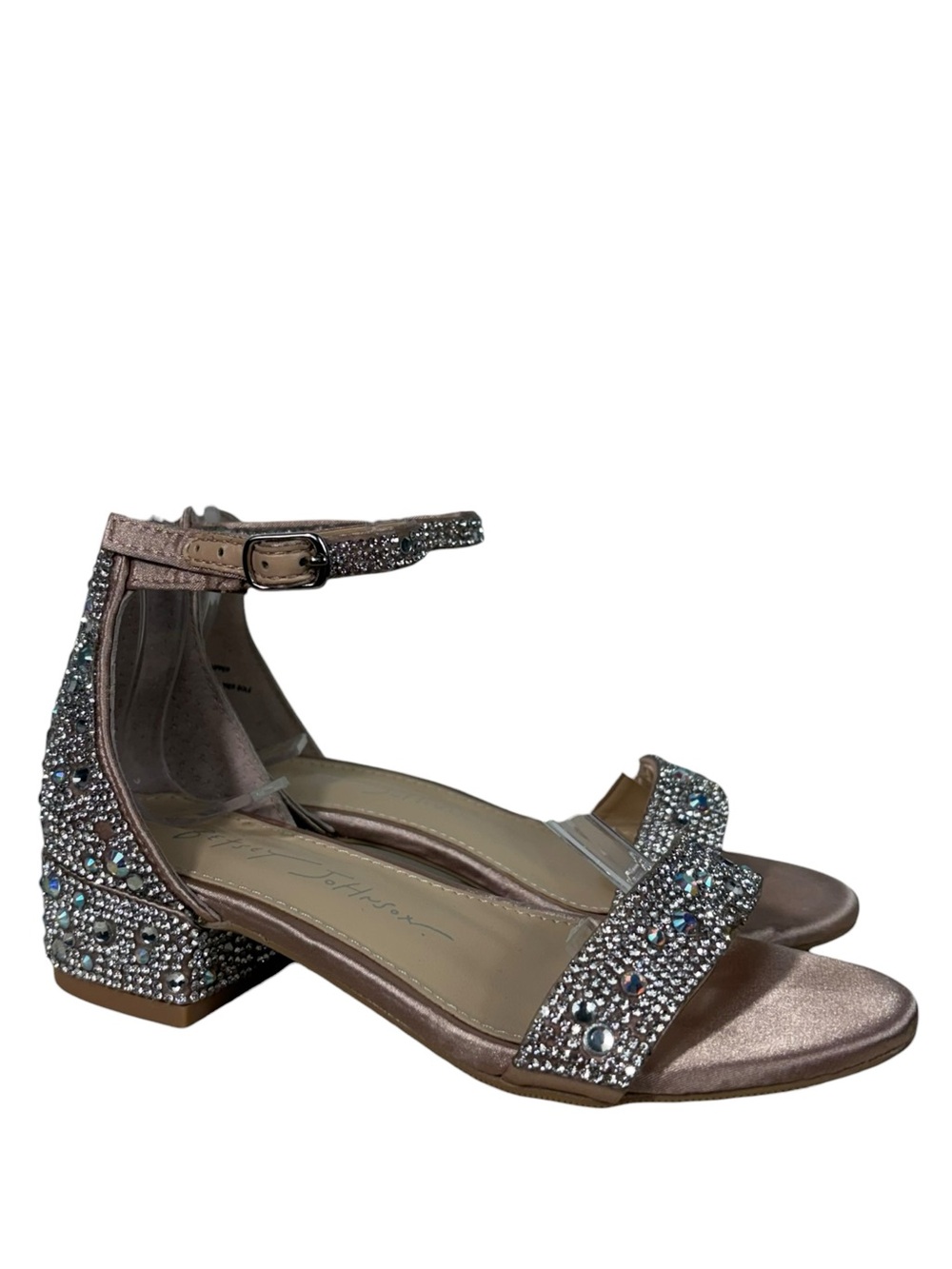 Betsey Johnson Mari Girls Silver Metallic Rhinestone Ankle Strap Sandals 13M